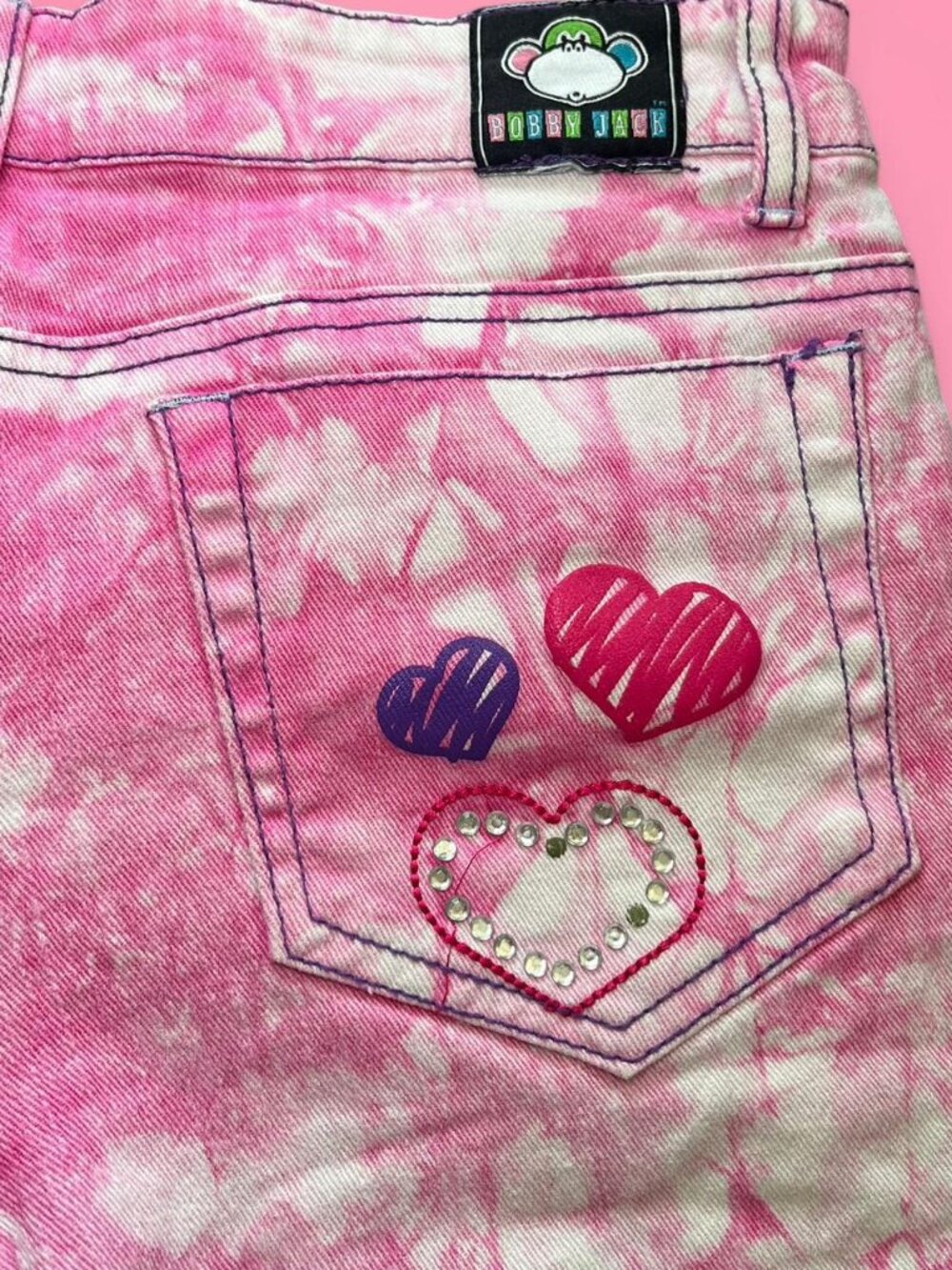 Vintage Y2K Bobby Jack tie dye I love candy kids shorts - Picture 5 of 8